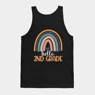 Rainbow Hello Second Grade Back To School 2nd Grade Teacher Tank Top